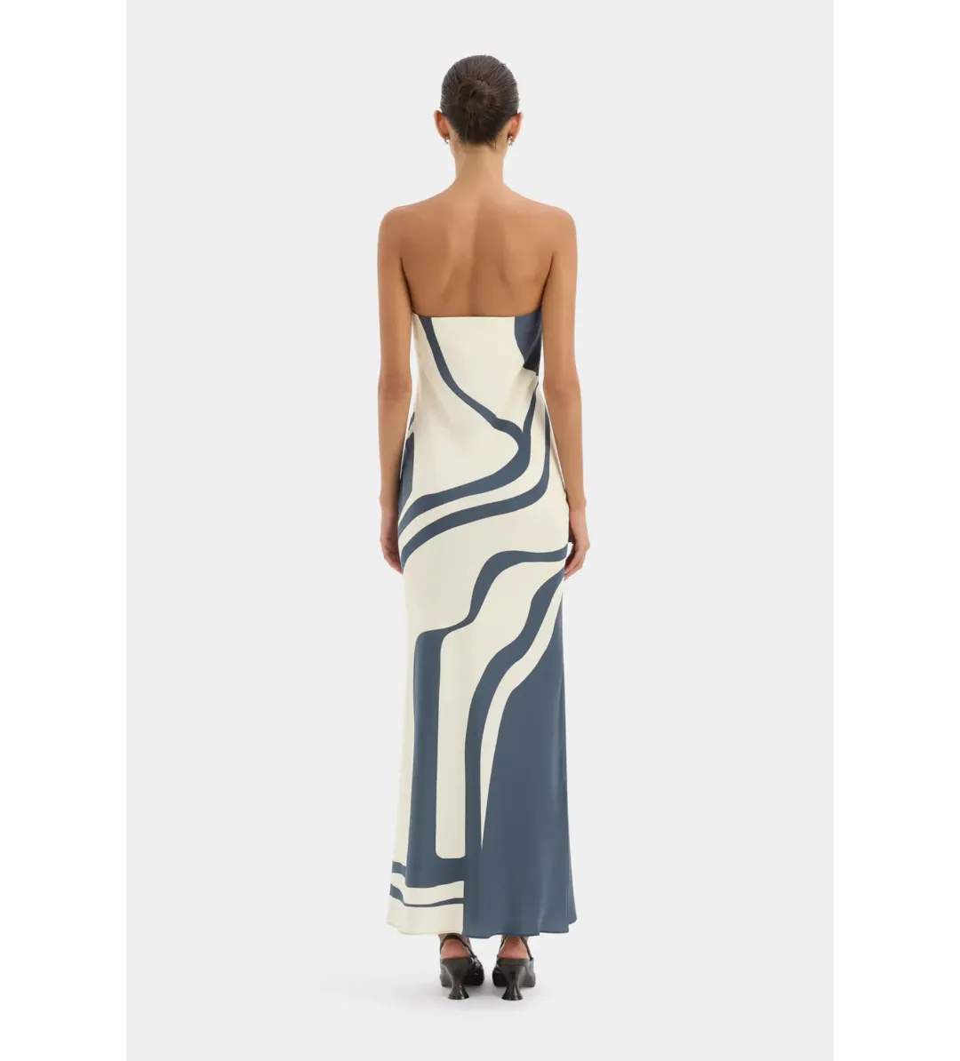 Sir The Label Lilou Strapless Midi Dress in Liora Charcoal Blue Size 1/AU8 for rent on The Volte - main image