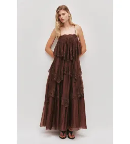 Aje Ophelia Lace Gown in Chocolate Size AU8 for rent on The Volte - image 1