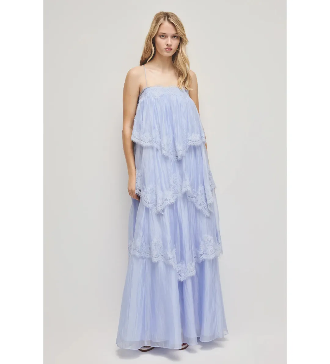 Aje Ophelia Lace Gown in French Blue Size AU8 for rent on The Volte - main image