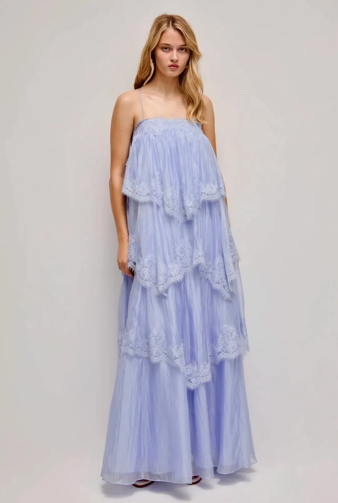 AJE Ophelia Lace Gown size 6 French Blue for rent on The Volte - main image