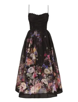 Zimmermann Luna Beaded Picnic Dress Black Multi Floral Size 2 for rent on The Volte - image 1