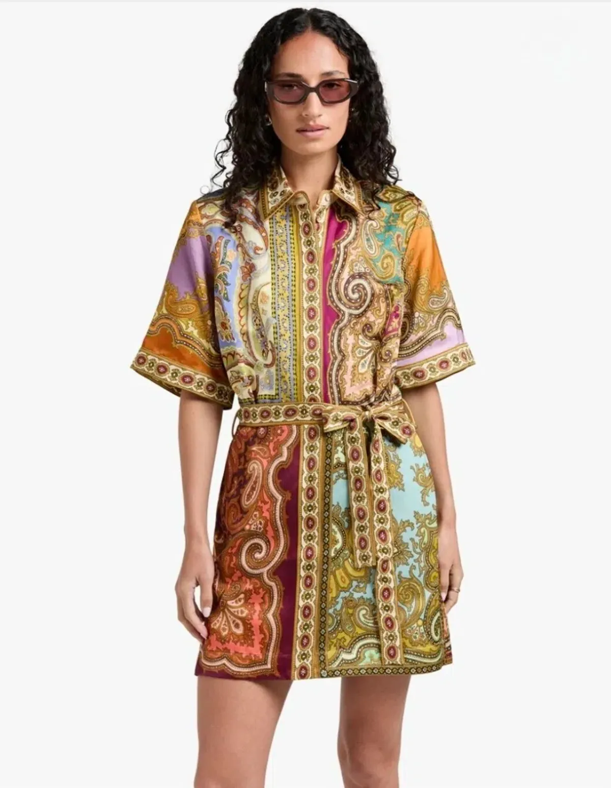 Alemais Clemenza Spliced Mini Dress Paisley print Size 10 for rent on The Volte - main image