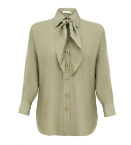 Zimmermann Relaxed Silk Shirt (Size OP/AU6) & Luna Wool Silk Tailored Short (Size 1/AU8) in Palm  for rent on The Volte - image 1