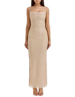 House Of Cb Calla Embellished Maxi Dress Apricot Size 10 for rent on The Volte - image 1