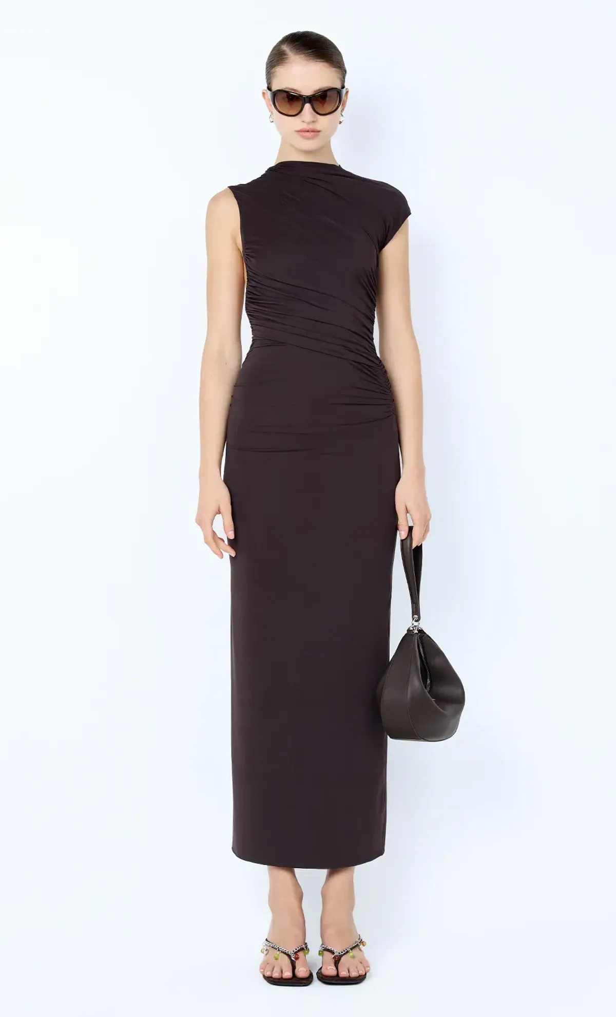 Bec and Bridge Solenne Twist Maxi Dress in Dark Chocolate Brown Size 8 for rent on The Volte - main image