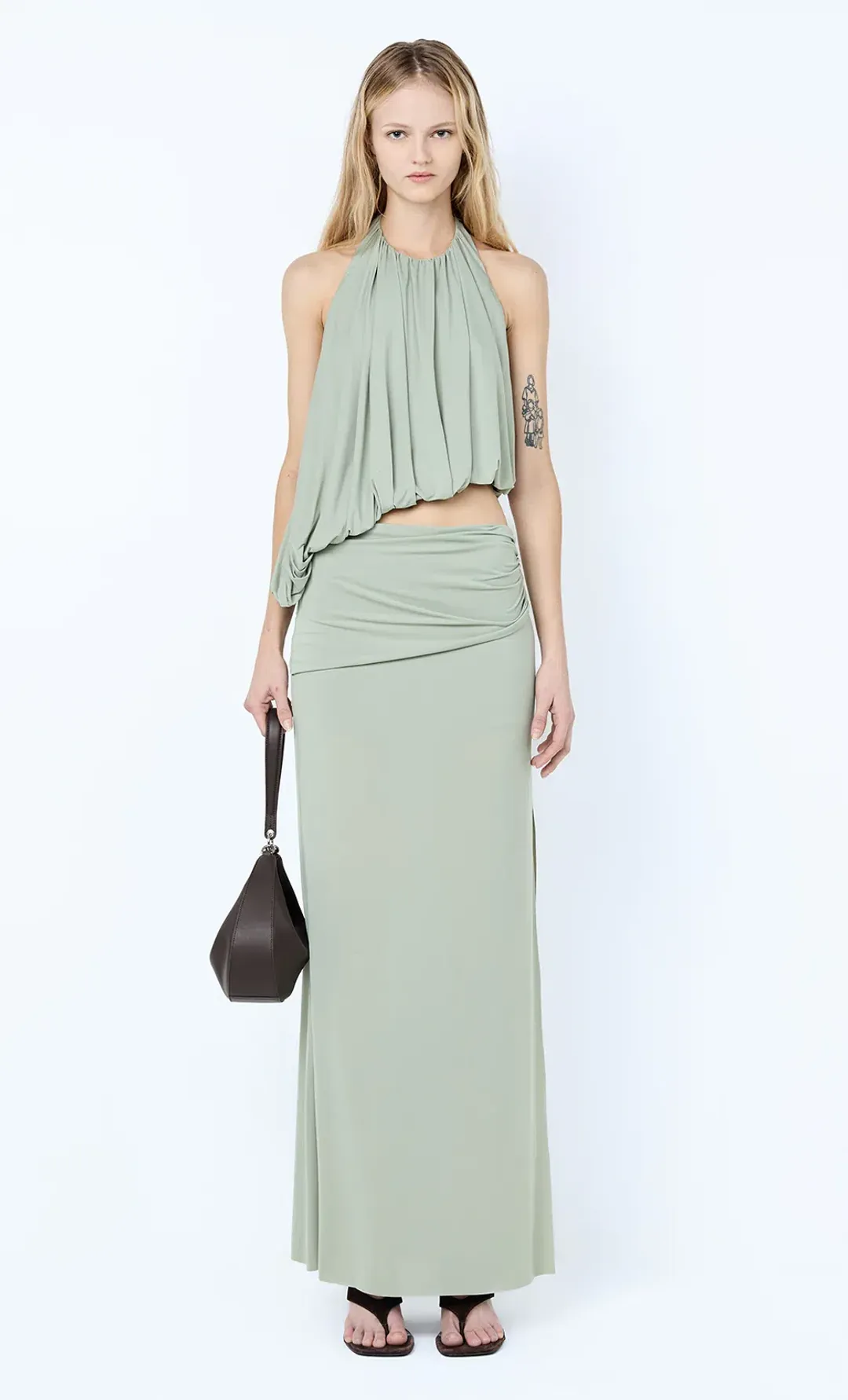 Bec and Bridge Cadence Racer Maxi Dress in Pistachio Green Size 6  for rent on The Volte - main image