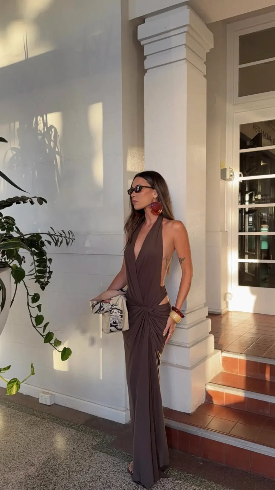 Bec and Bridge Clementine Twist Dress in Milk Chocolate Brown Size 8 for rent on The Volte - main image