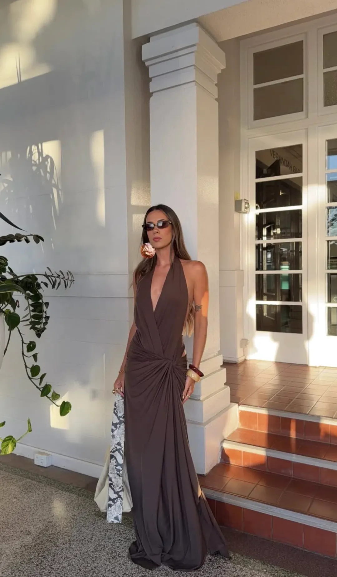 Bec and Bridge Clementine Twist Dress in Milk Chocolate Brown Size 8 for rent on The Volte - main image