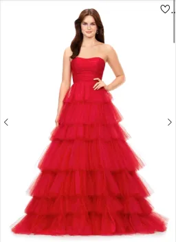 Ashley Lauren strapless red gown size 8 for rent on The Volte - image 1