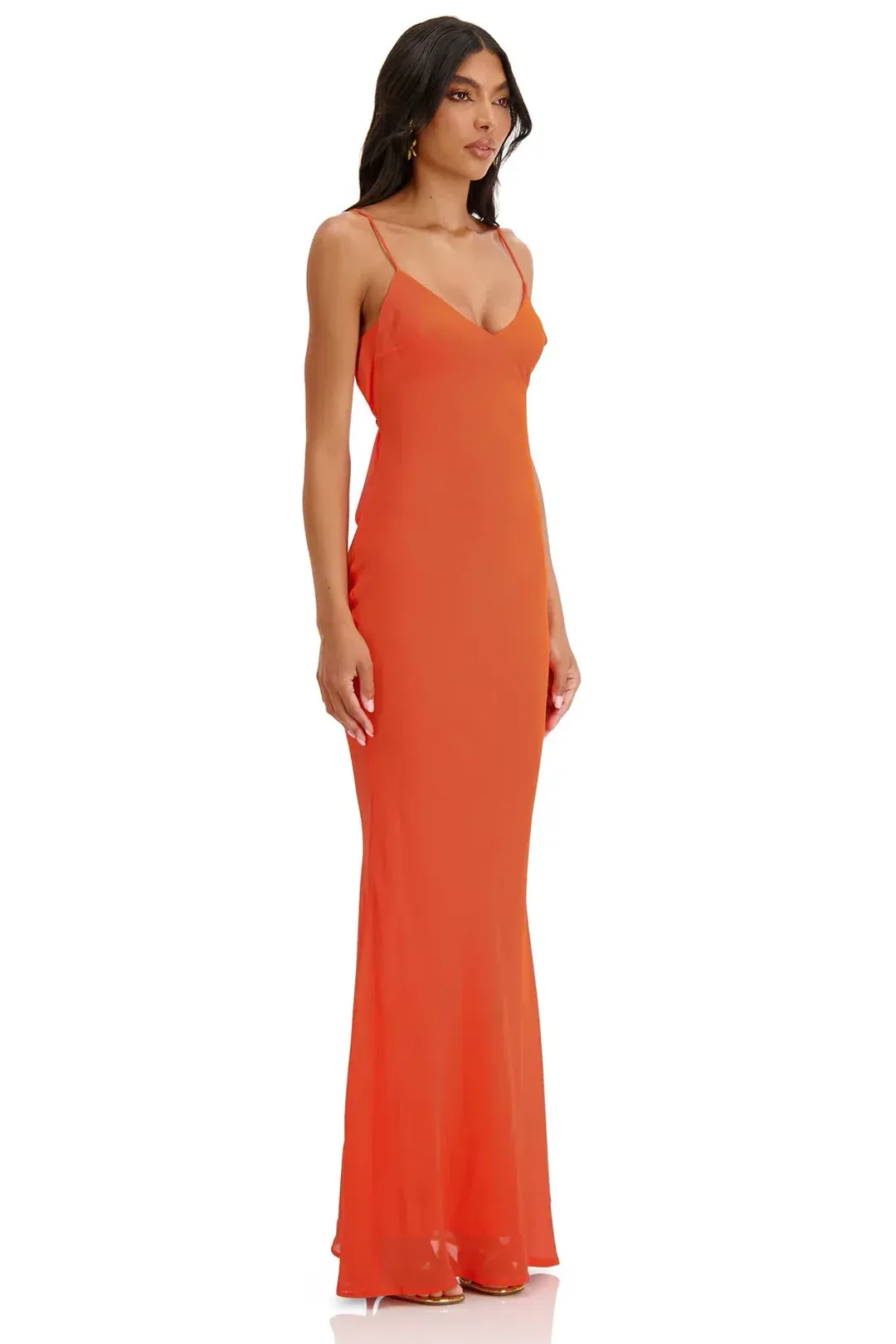Alamour the label backless orange maxi size S for rent on The Volte - main image