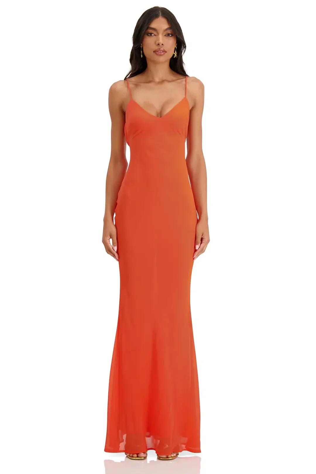 Alamour the label backless orange maxi size S for rent on The Volte - main image