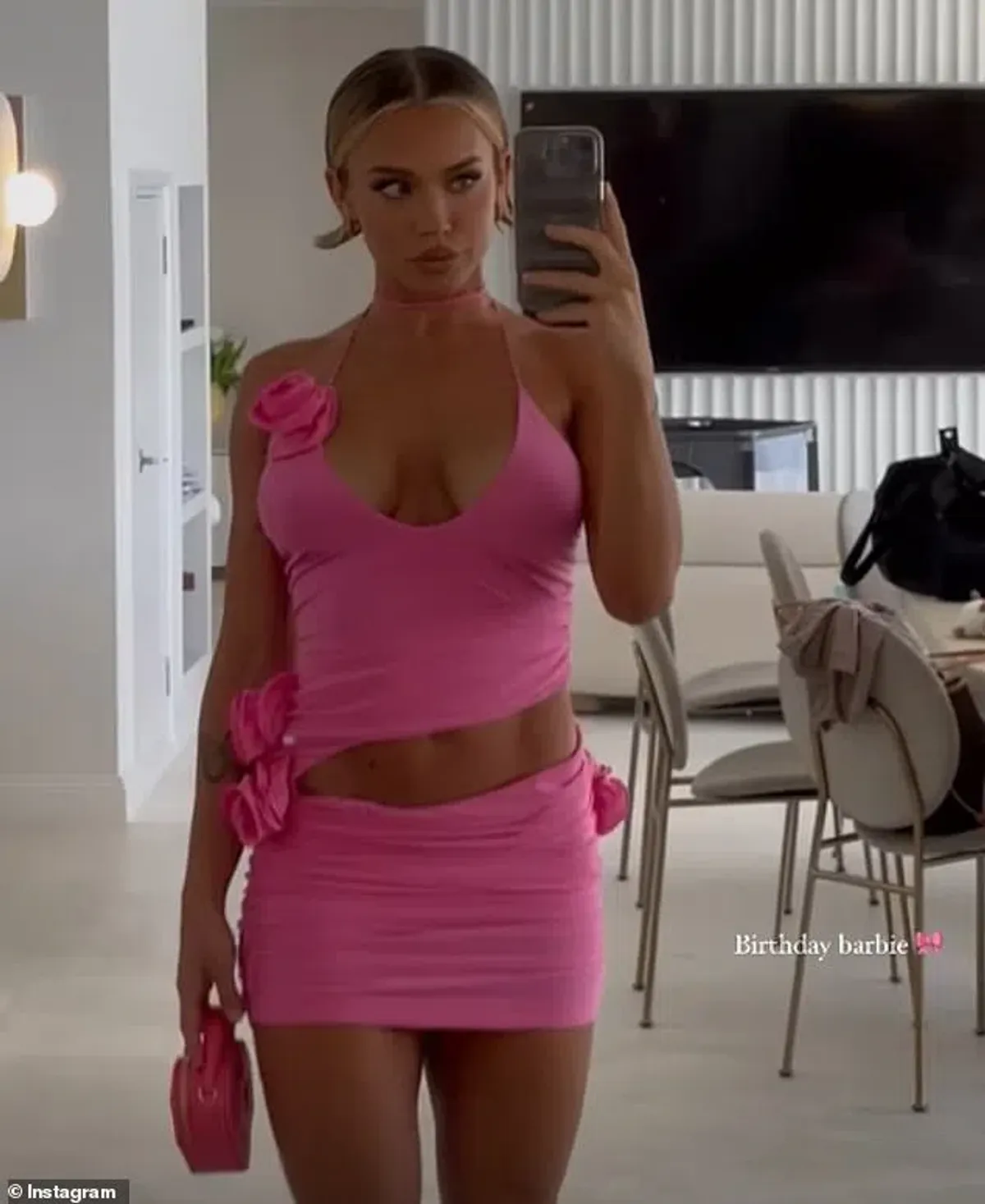 Magda Butrym Rosette Pink Roses Mini Dress  for rent on The Volte - main image