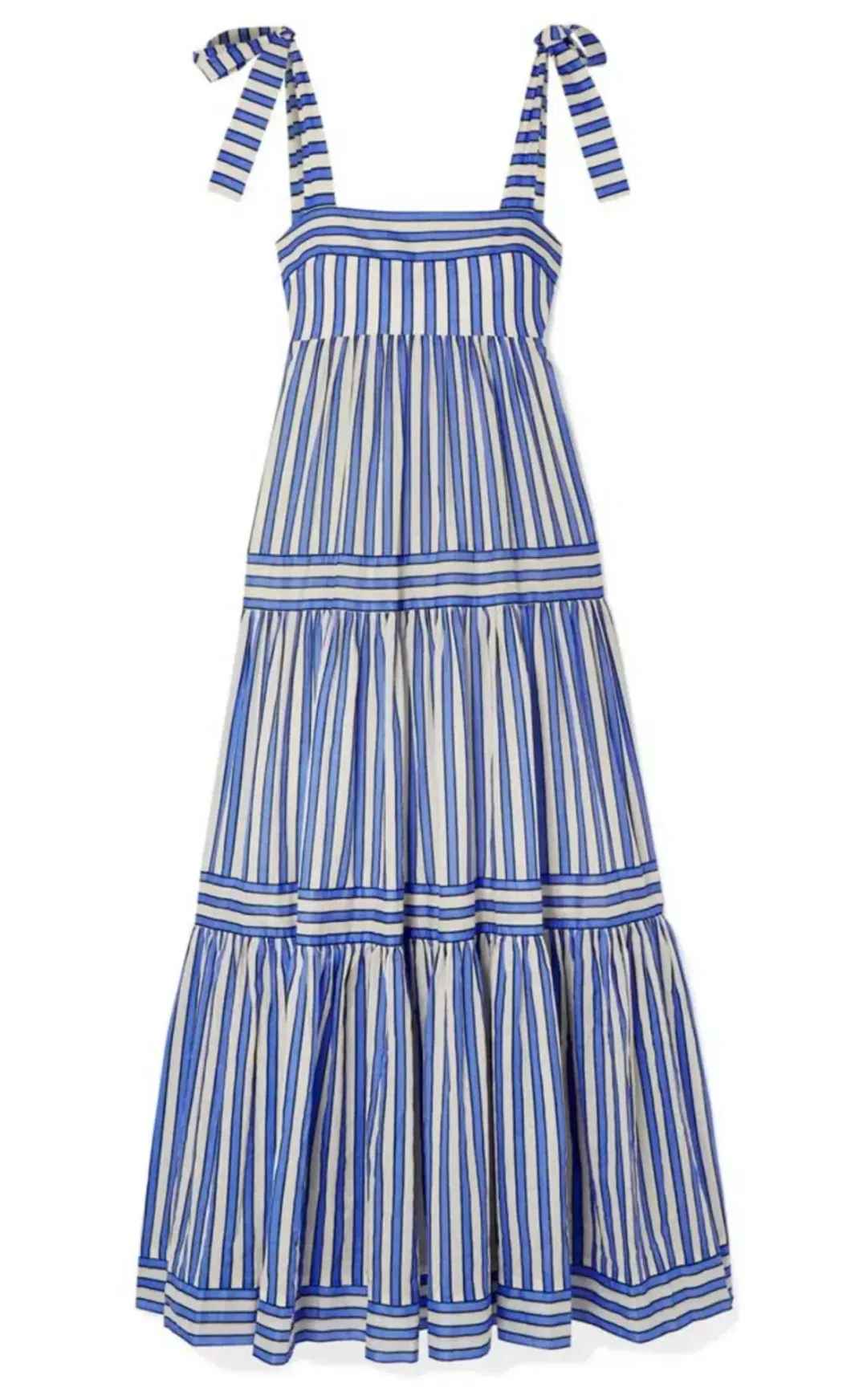 Zimmermann Verity Striped Tiered Maxi Dress in Blue Stripe Size AU12 for rent on The Volte - main image