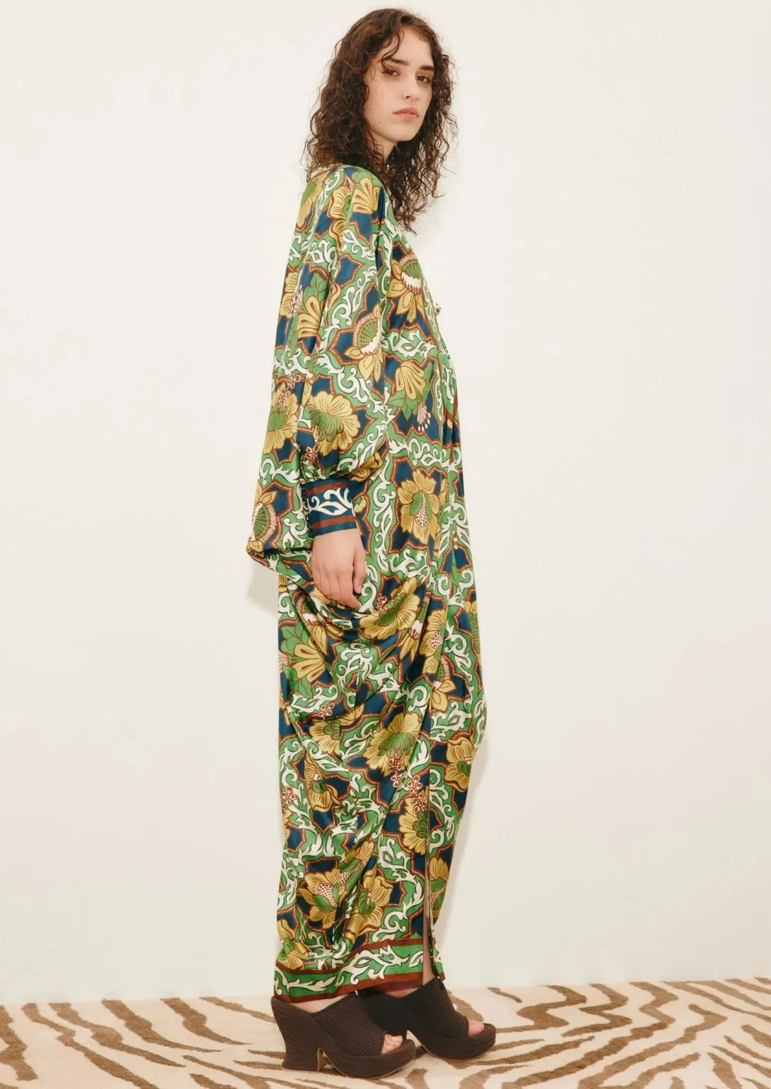 Alemais Liana v neck silk midi dress. Size AU16 for rent on The Volte - main image