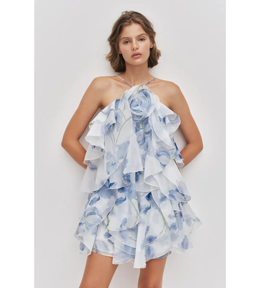 Aje Pandorea Layered Mini Dress Iris Size 6 for rent on The Volte - main image