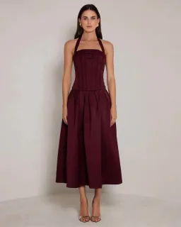 Elle Zeitoune Dakota Dress in Wine Size 6 for rent on The Volte - image 1