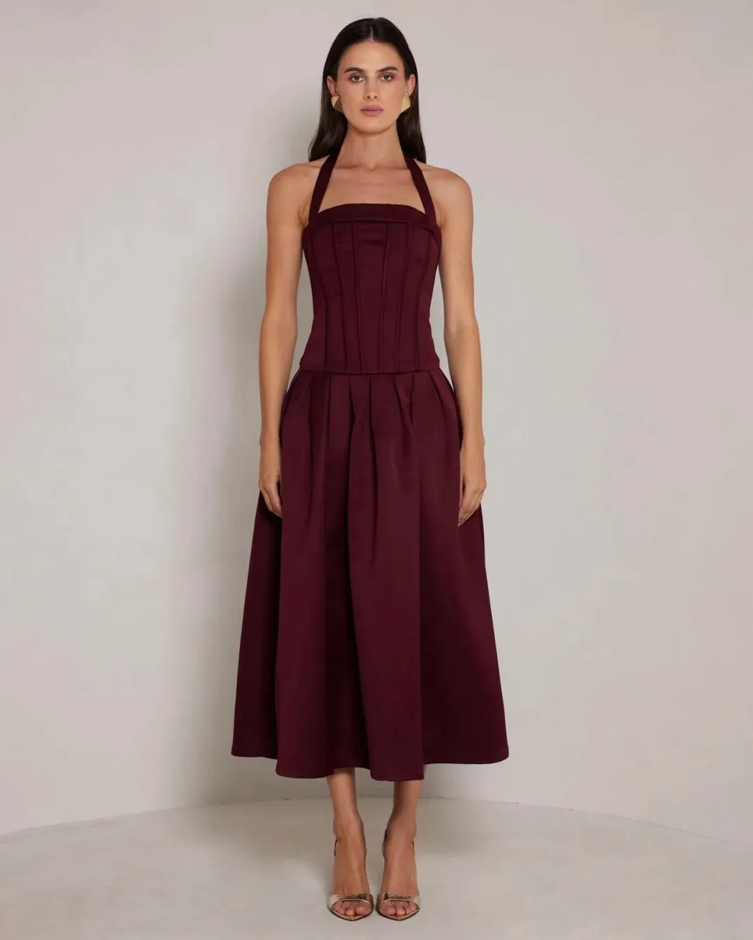 Elle Zeitoune Dakota Dress in Wine Size 8 for rent on The Volte - main image