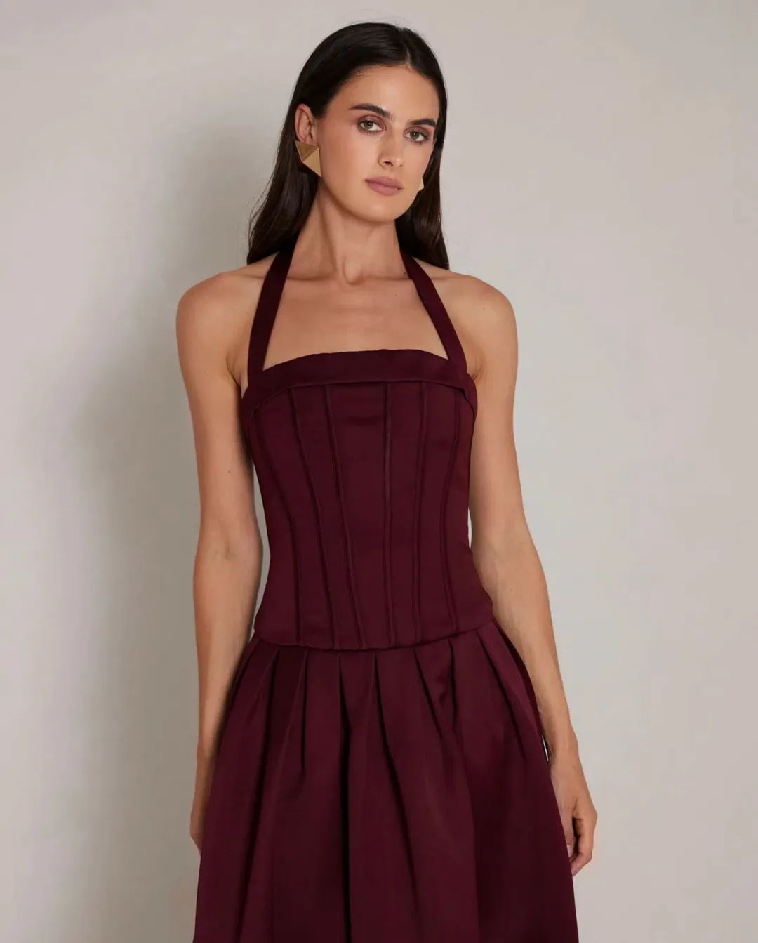 Elle Zeitoune Dakota Dress in Wine Size 8 for rent on The Volte - main image