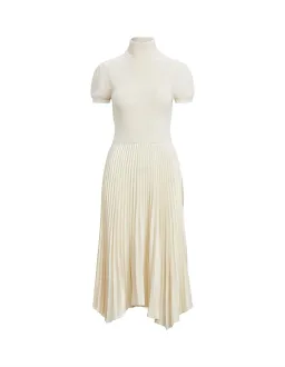 Polo Ralph Lauren Wool & Silk Turtleneck Dress – Puff Sleeves, Midi, Luxury Knit for rent on The Volte - image 2