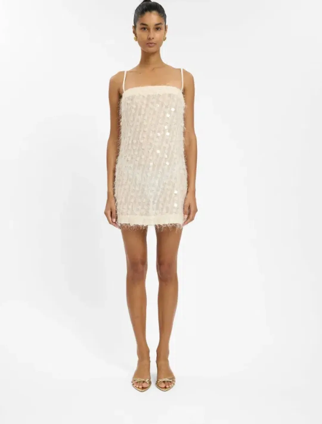 With Harper Lu Shift Mini Dress Sheer Jacquard White Size Small for rent on The Volte - main image