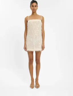 With Harper Lu Shift Mini Dress Sheer Jacquard White Size Small for rent on The Volte - image 8