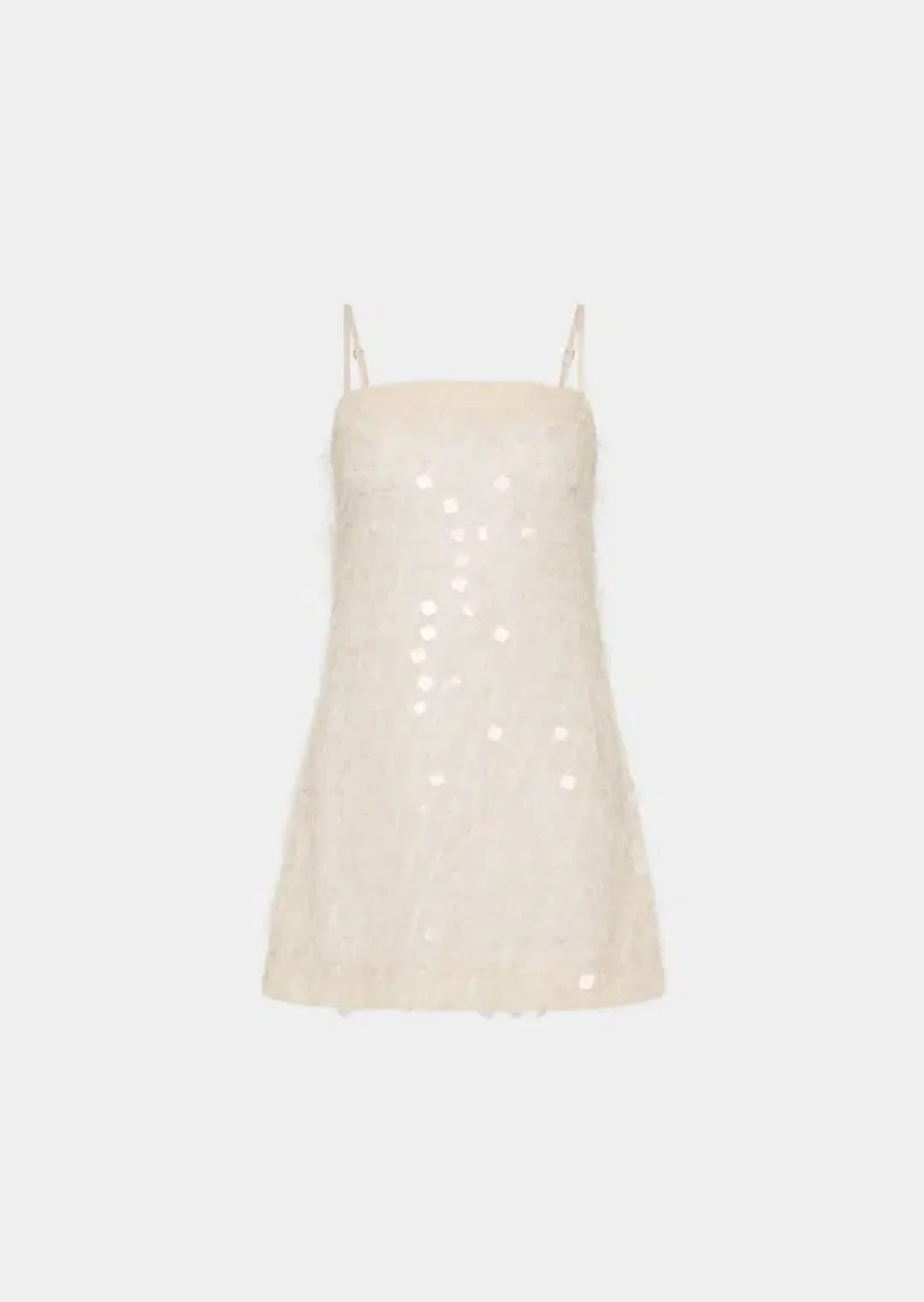 With Harper Lu Shift Mini Dress Sheer Jacquard White Size Small for rent on The Volte - main image