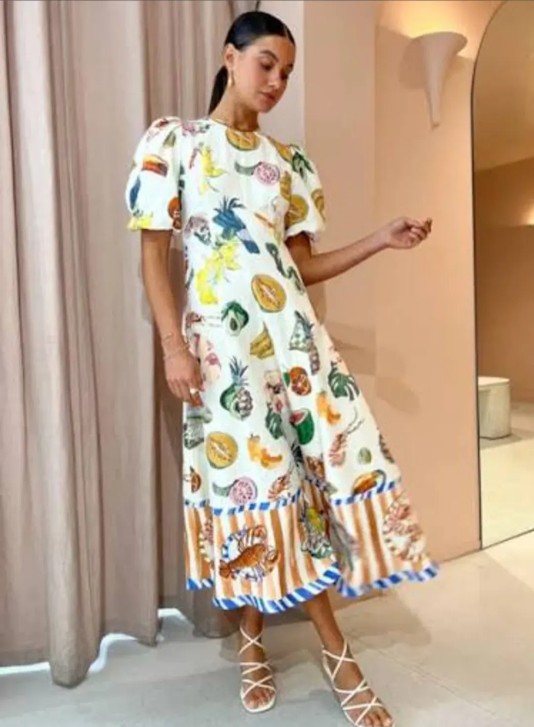 Alemais Theo Midi Dress in Print Size 14 for rent on The Volte - main image