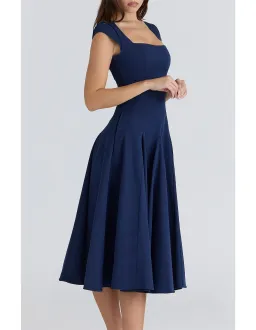 House Of Cb Raisa Lace Back Twill Midi Dress Navy Size 12 for rent on The Volte - image 2