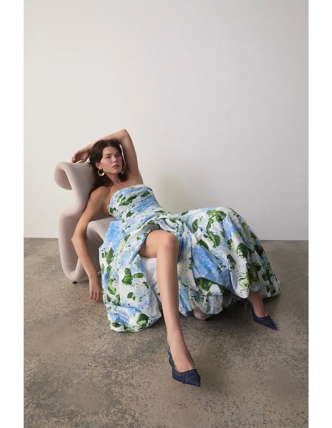 Aje Behold Maxi Dress Blue Size 8 for rent on The Volte - main image