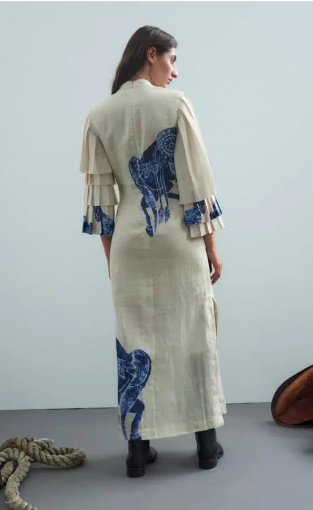 Alemais Riders Pleat Sleeve Midi Dress Size 10 for rent on The Volte - main image