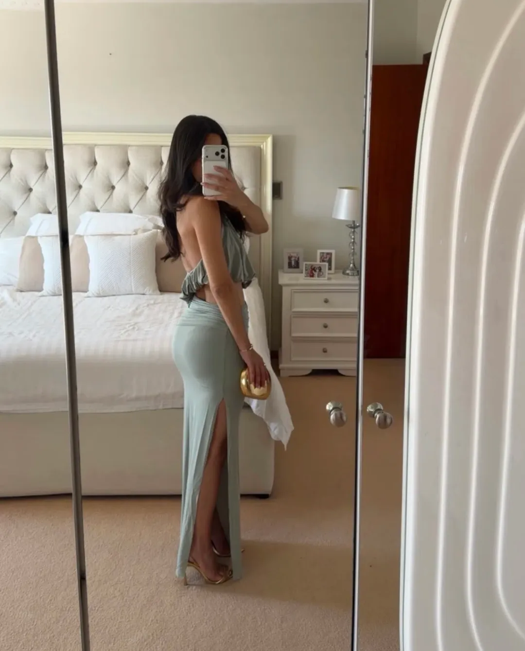 CADENCE RACER MAXI DRESS | PISTACHIO - SIZE 6 for rent on The Volte - main image