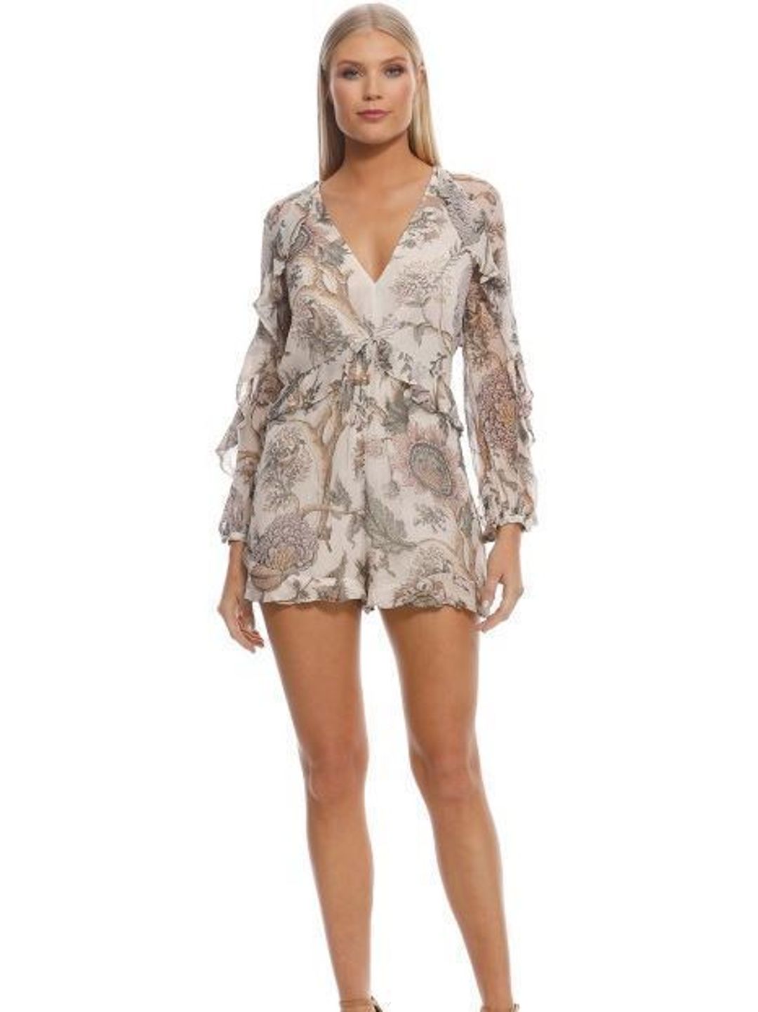 Zimmermann Karmic Flounce Playsuit Indienne Floral Size 6 for rent on The Volte - main image