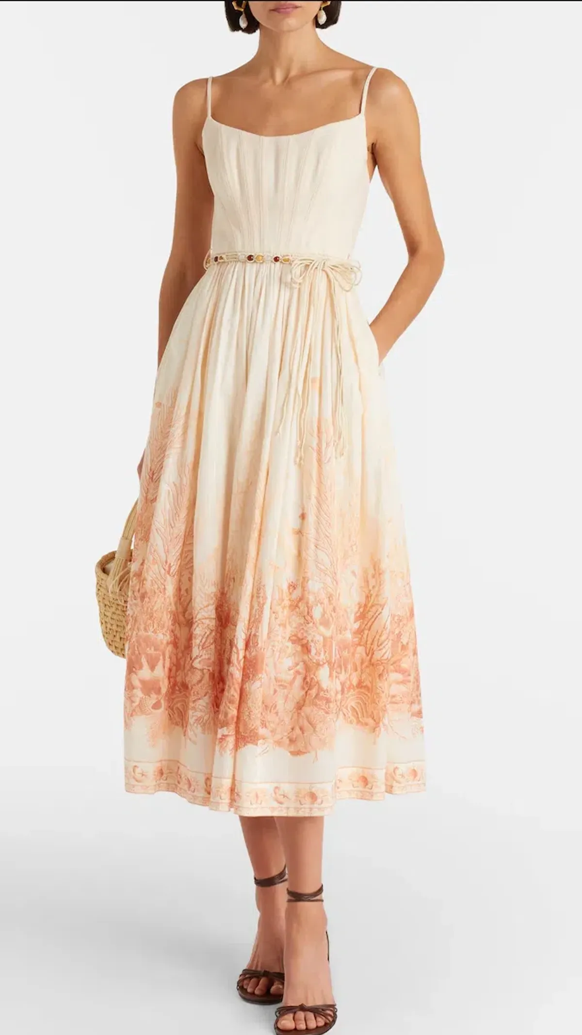 ZIMMERMANN WANDERLUST CORSET MIDI DRESS SIZE 0 for rent on The Volte - main image