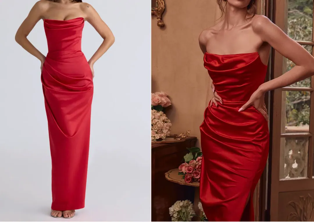 House of CB "ADRIENNE" Red Corset Strapless Gown XS for rent on The Volte - main image