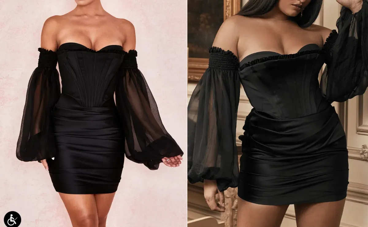 House of CB "BEAU" Black Corset Mini Dress w/ Sleeves S BRAND NEW for rent on The Volte - main image