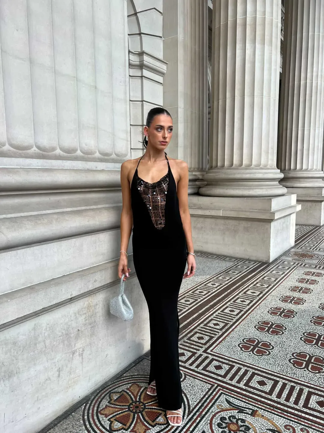 Alpin Beaded Black Sequin Gown for rent on The Volte - main image