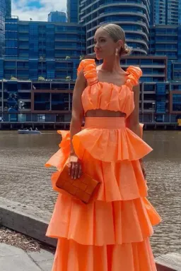AJE MEDINA SKIRT AND TOP SET [ORANGE] for rent on The Volte - image 2