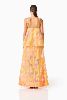 Elliatt Elysia Tiered Maxi Gown in Orange Floral Size M / AU 10 for rent on The Volte - image 3