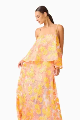Elliatt Elysia Tiered Maxi Gown in Orange Floral Size S / AU 8 for rent on The Volte - image 4