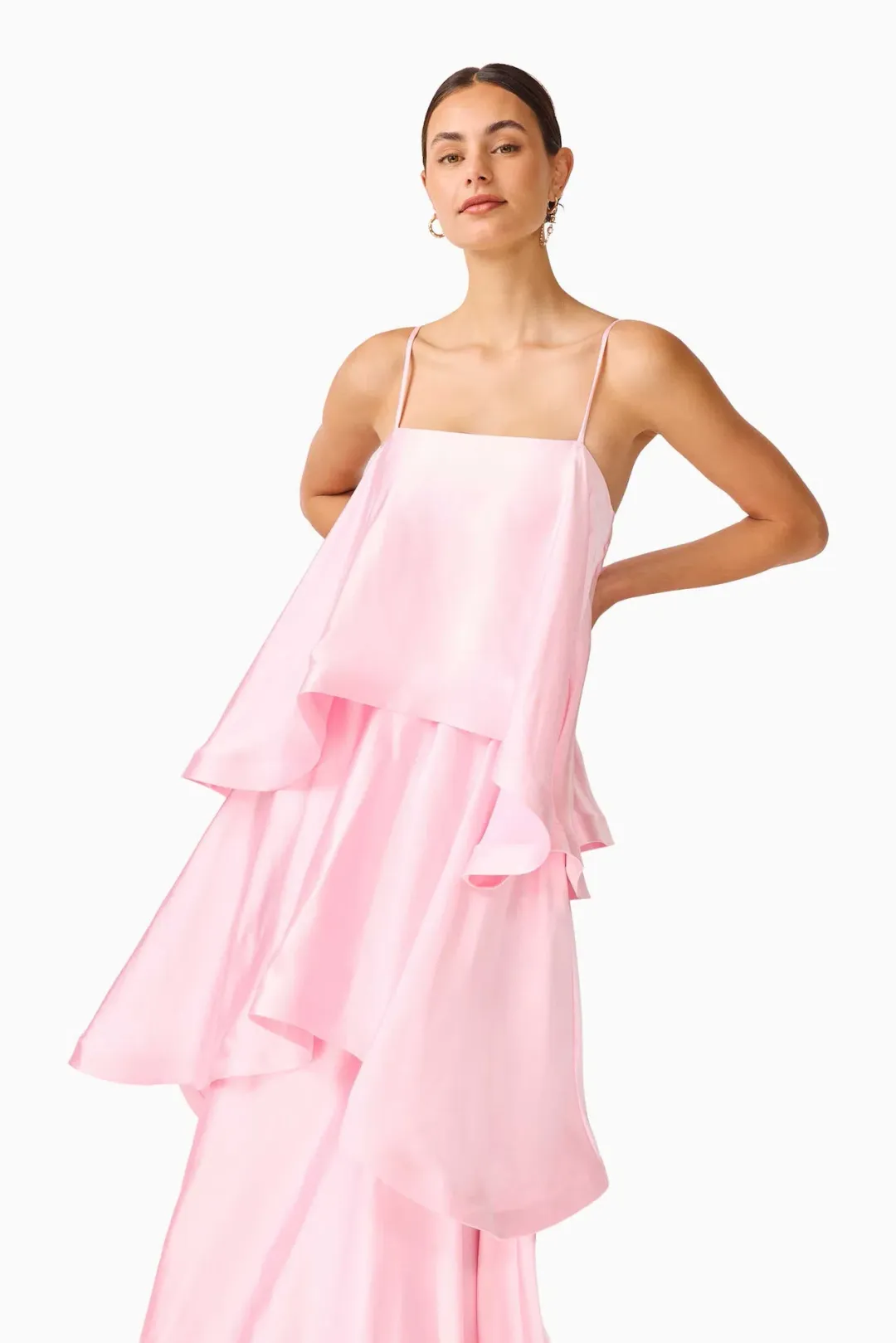 Elliatt Tilly Tiered Maxi Dress in Pale Pink Size S / AU 8 for rent on The Volte - main image
