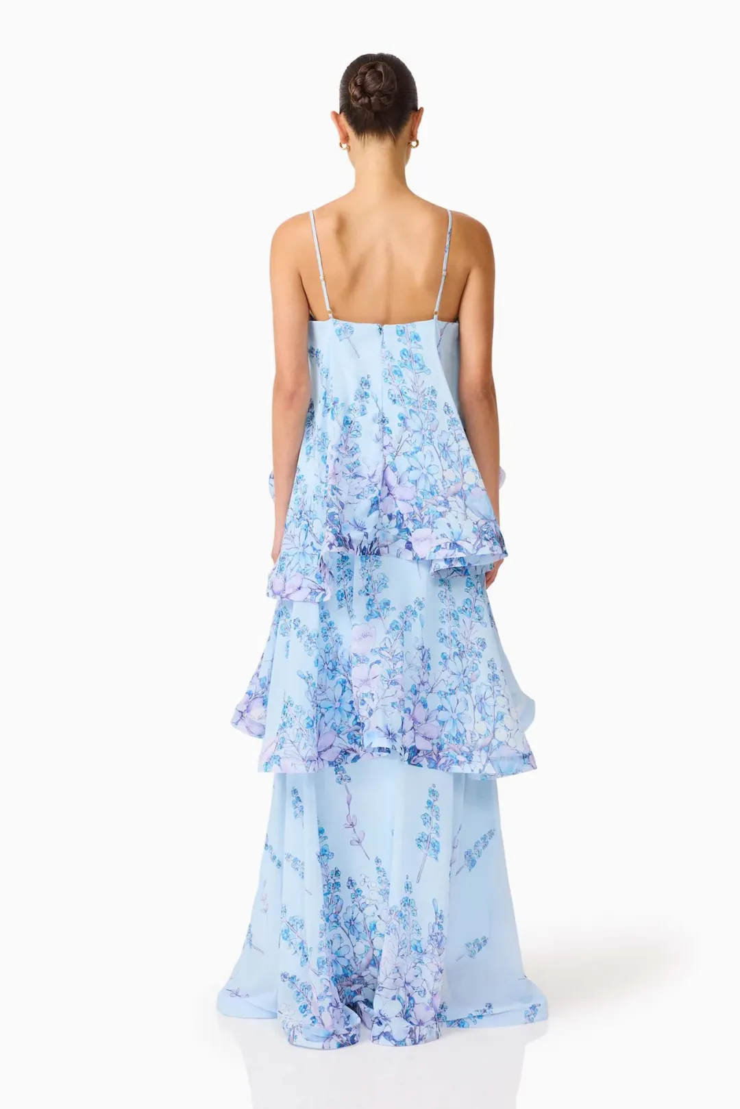 Elliatt  Armani Tiered Maxi Dress in Baby Blue Floral Size S / AU 8 for rent on The Volte - main image