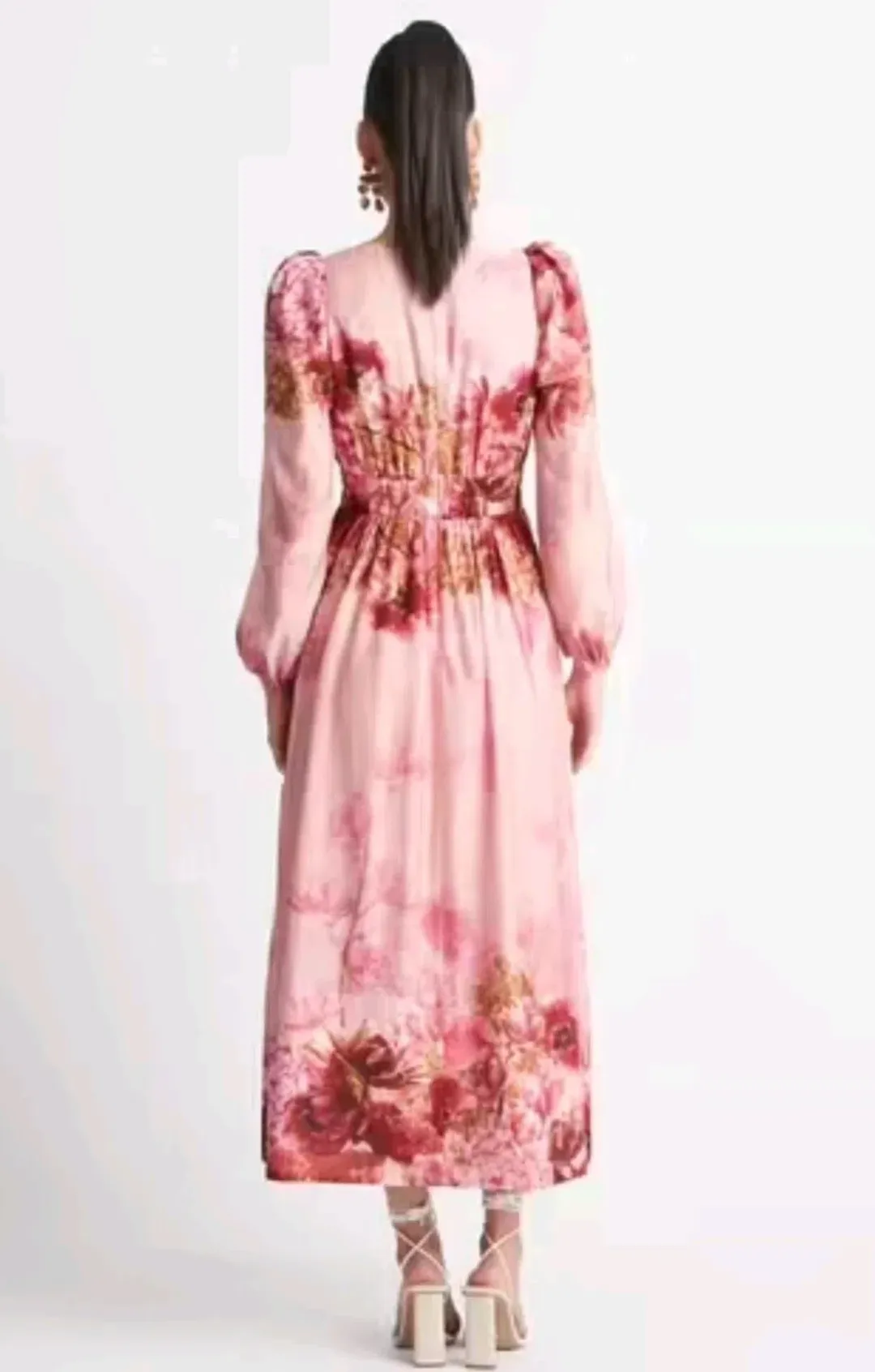 Sheike Swan Lake Midi Dress in Pink Floral Size 16 for rent on The Volte - main image