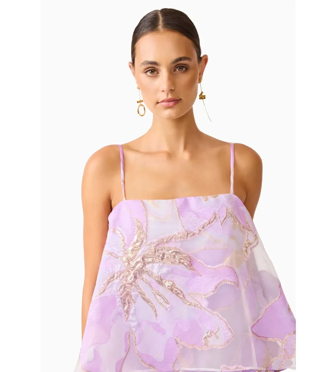 Elliatt Elysia Tiered Gown in Purple Floral Size M/AU 10 for rent on The Volte - main image