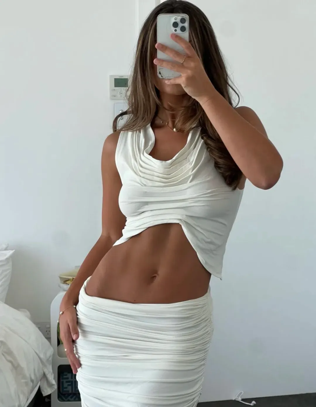 Koster Kulture Inka Top and Skirt Set in White Ivory Size S / 8 AU for rent on The Volte - main image