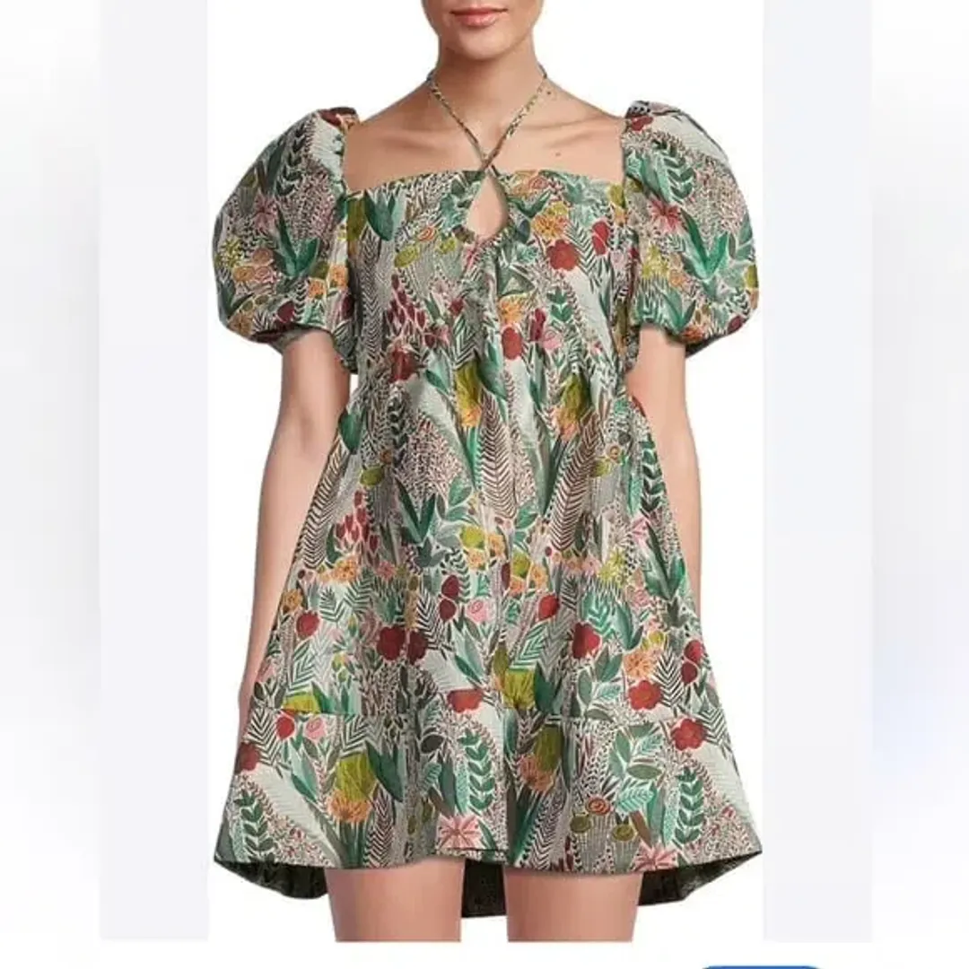 Elliatt Ecliptic Floral Puff Sleeve Mini Dress | Size S / Small for rent on The Volte - main image