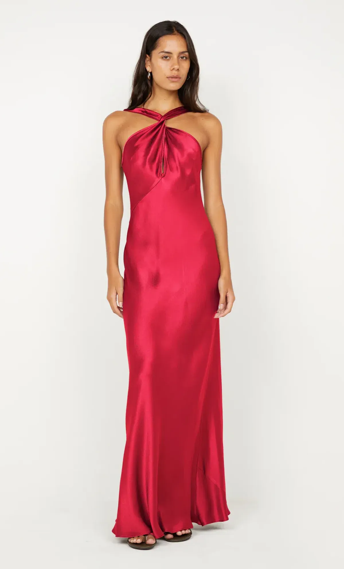 Bec and bridge ELISIA TWIST MAXI DRESS in strawberry size 6 for rent on The Volte - main image