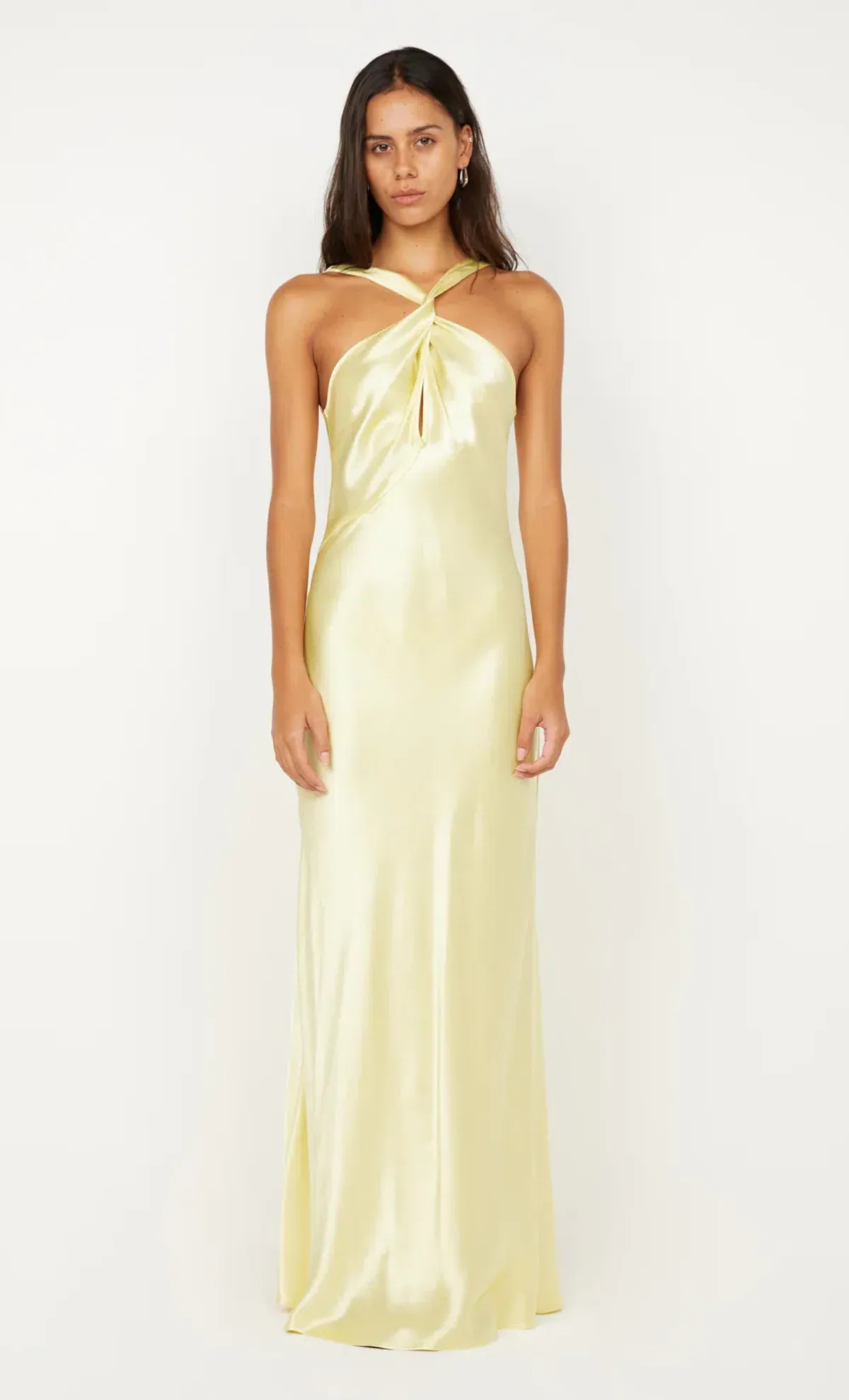 bec and bridge ELISIA TWIST MAXI DRESS in ice yellow size 6 for rent on The Volte - main image