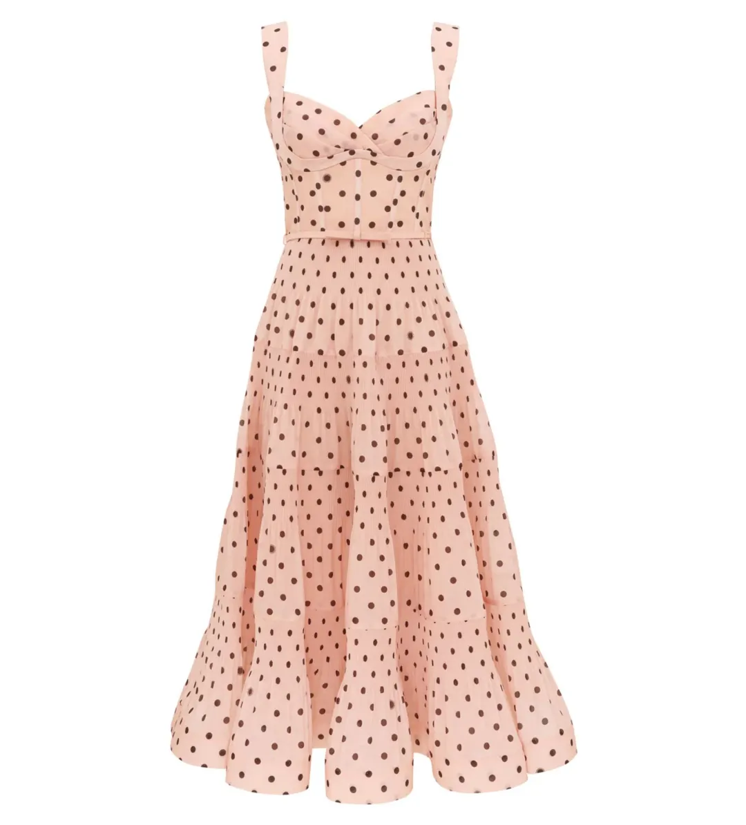 Zimmermann Pleated Draped Midi Dress in Pink Dot Size 0 / AU8 for rent on The Volte - main image