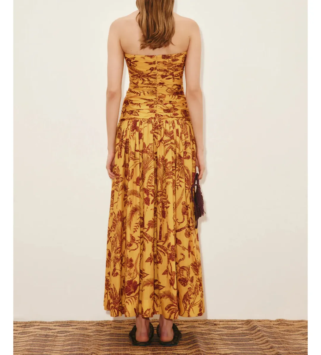 Alemais Banana Blossom Ruched Gown in Print Size AU8 for rent on The Volte - main image