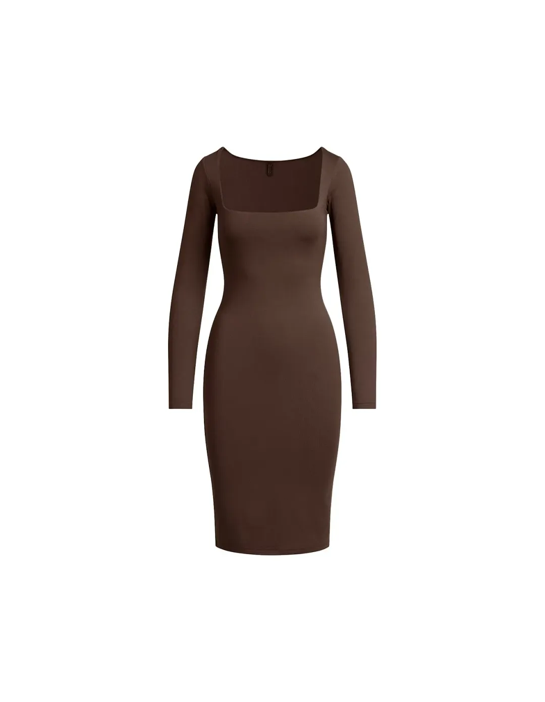 Skims Smooth Layers Square Neck Long Sleeve Midi Dress Brown Size XS for rent on The Volte - main image